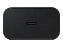 OBtech Samsung 25W USB-C power adapter showing the central charging port on a black matte surface