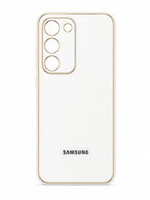 Samsung Galaxy S 23 White Color Golden Border Case