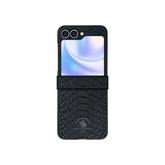 OBtech Santa Barbara POLO & RACQUET Club black leather case for Samsung Galaxy Z Flip 6 with textured finish