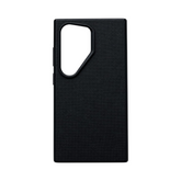 OBtech Kvadrat Corners Samsung Galaxy S26 Ultra cover in black with a textured carbon fiber-inspired finish.