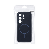 OBtech Samsung Galaxy S26 Plus black protective phone case with magnetic charging ring in clear plastic packaging