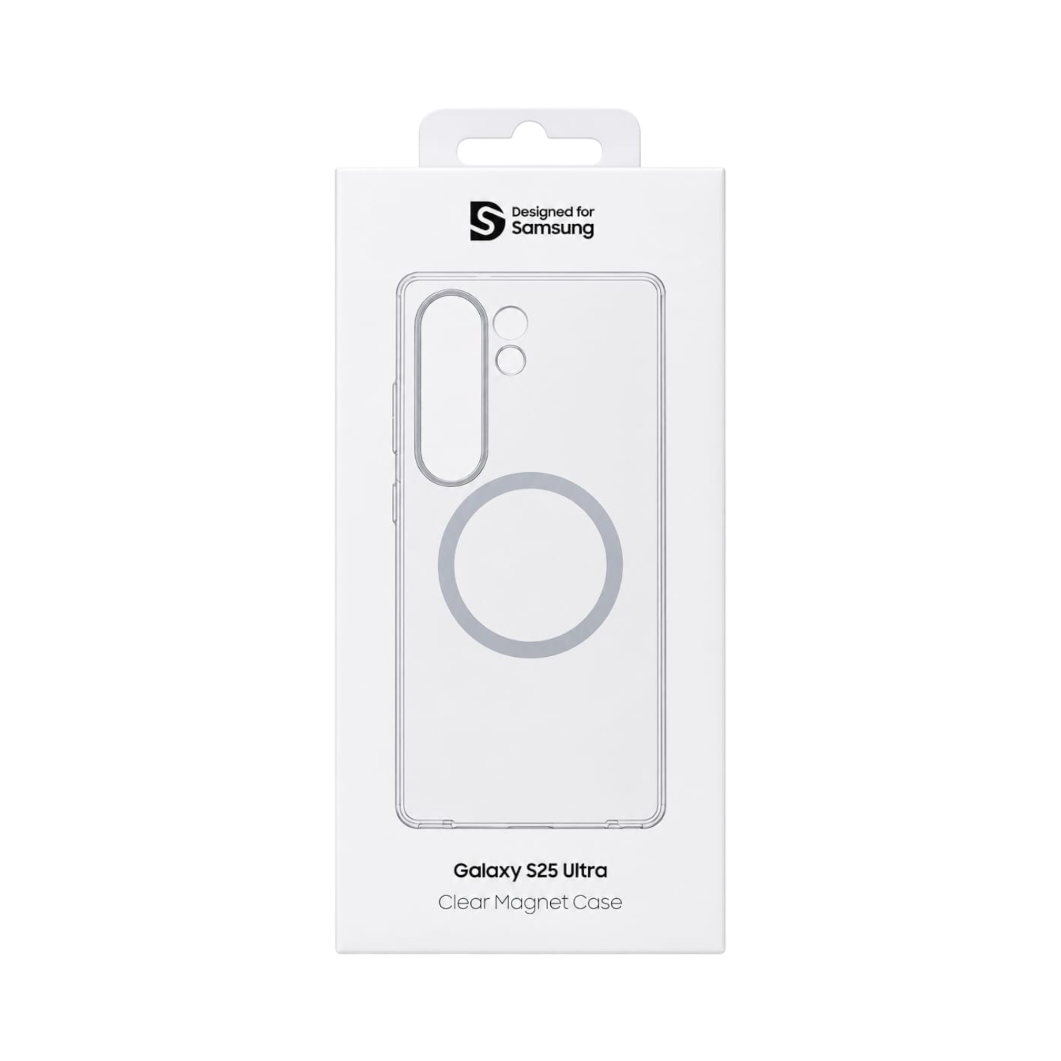 OBtech Samsung Galaxy S25 Ultra clear magnetic transparent phone case in retail packaging with grey ring detail
