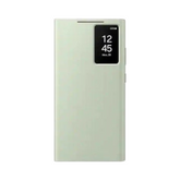 OBtech Samsung Galaxy S24 Ultra Smart View Wallet Cover in light green with an interactive display window.