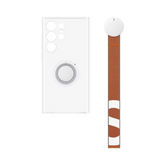OBtech Samsung Galaxy S24 Ultra clear gadget cover with a detachable orange strap accessory on a white background
