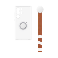 OBtech Samsung Galaxy S24 Ultra clear gadget cover with a detachable orange strap accessory on a white background
