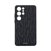 OBtech PITAKA slim black aramid fiber phone case for Samsung Galaxy S23 Ultra with a dotted pattern design