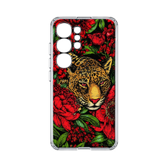 OBtech LUCO TPU cover for Samsung Galaxy S23 Ultra featuring a vibrant leopard and red floral print design