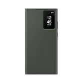 OBtech Samsung Galaxy S23 Ultra Smart View Wallet Case in dark green with interactive display window