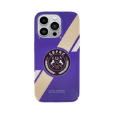 OBtech Santa Barbara POLO & RACQUET Club purple and beige protective iPhone 14 Pro Max case with central logo emblem