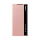 OBtech Samsung Galaxy Note 20 Ultra Smart Clear View Cover in metallic rose gold with interactive display strip