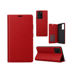OBtech red leather wallet case for Samsung Galaxy S20 Ultra with card slots and foldable kickstand feature