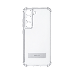 OBtech clear standing cover for Samsung Galaxy S22+ with transparent polycarbonate back and shock-absorbing bumper