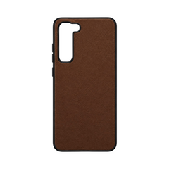 OBtech EARL 3 brown textured leather phone case for Samsung Galaxy S23+ with slim profile and camera cutout