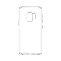 OBtech Samsung Galaxy S9 transparent jelly cover made of flexible clear TPU with precise cutouts for camera and ports.