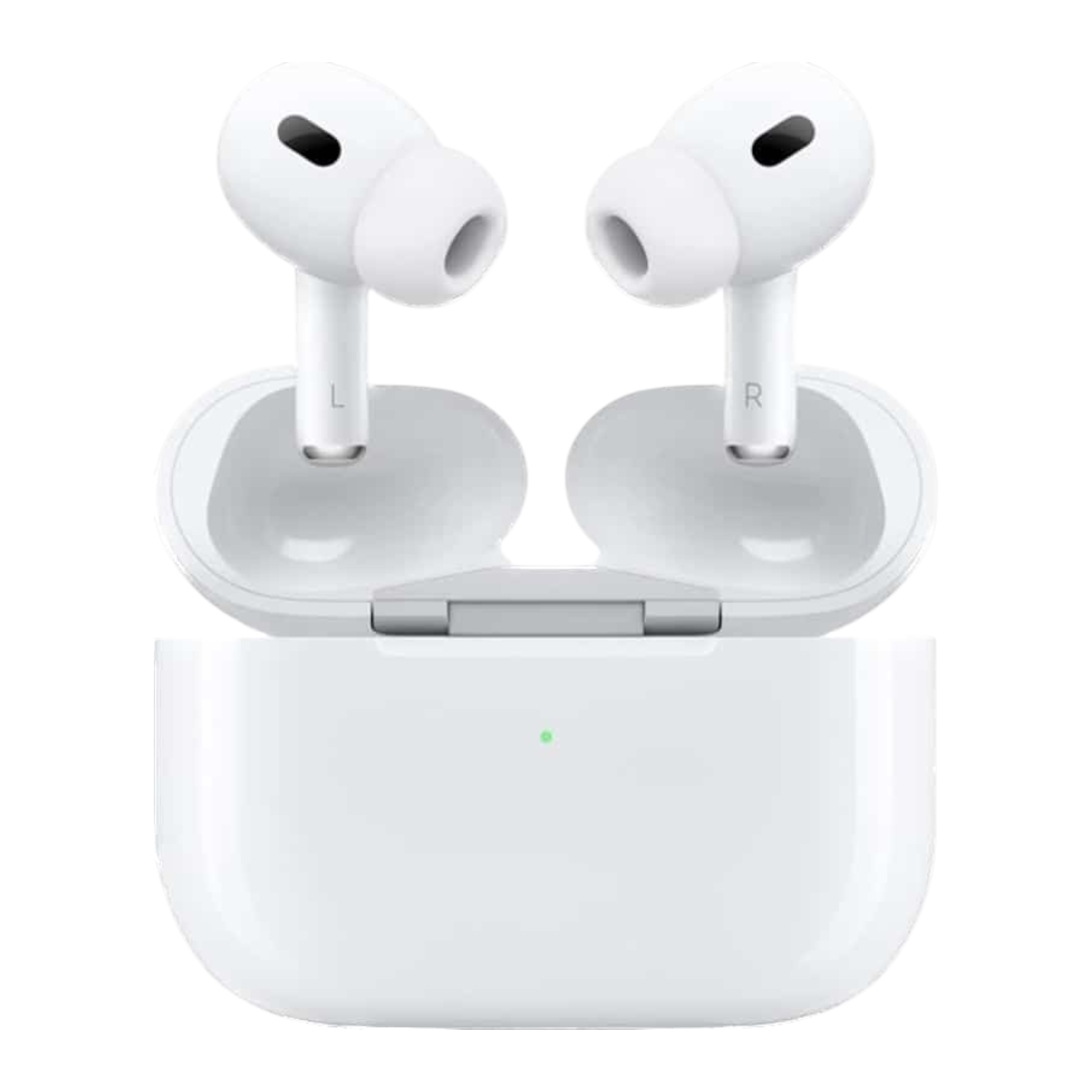 OBtech white wireless earbuds with charging case featuring touch controls and in-built microphone