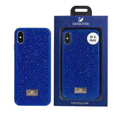 OBtech blue Swarovski crystal iPhone X Max glitter phone case with matching branded packaging
