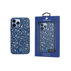 OBtech blue Swarovski crystal glitter iPhone 13 Pro case with matching retail packaging