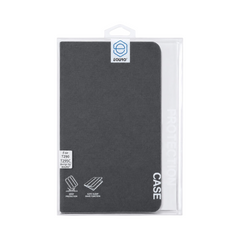 OBtech EUORO book cover case for Samsung Galaxy Tab A 8.0 T290 and T295C in dark grey, shown in retail packaging.
