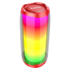 OBtech Hoco HC8 portable wireless Bluetooth speaker with vibrant pulsating RGB rainbow lighting and red accents