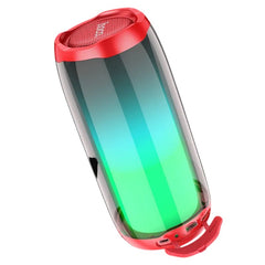 OBtech Hoco HC8 portable wireless Bluetooth speaker with red trim and vibrant pulsating RGB LED light effects