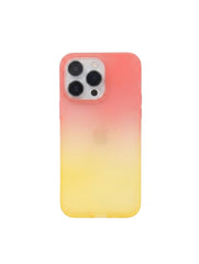 OBtech iPhone 11 dual tone protective case with a smooth coral pink to yellow gradient finish and camera cutout.