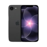 OBtech iPhone 16e smartphone in black showing the front display and rear camera casing
