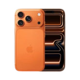 OBtech iPhone 17 Pro in vibrant orange with a triple-lens camera system and sleek glass display