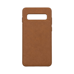 OBtech LAB 31 Samsung Galaxy S10 brown faux leather phone case with integrated rear card holder slot