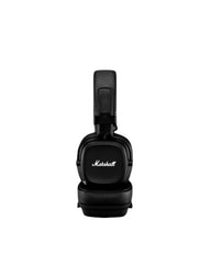 OBtech Marshall Major IV wireless headphones in black with a textured vinyl finish and iconic logo on a black background
