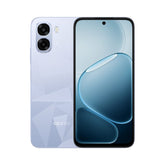 OBtech Oppo A6k smartphone in light purple with a geometric patterned back, dual camera, and large touchscreen display