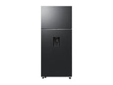 OBtech Samsung 540L top mounted freezer refrigerator in a sleek dark finish with a non-plumbed water dispenser.