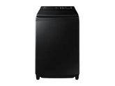 OBtech Samsung 21kg top-load washing machine in a sleek black finish with an LED control panel and soft-closing lid.
