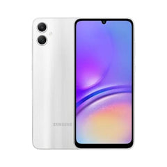 OBtech Samsung Galaxy A05 smartphone in white with a 6.7-inch display and dual rear camera system