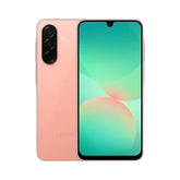 OBtech Samsung Galaxy A26 5G smartphone in peach with a 6.7-inch Super AMOLED display and triple rear camera system.