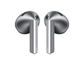 OBtech Samsung Galaxy Buds3 wireless earbuds featuring a sleek silver blade-style open-fit design on a black background.