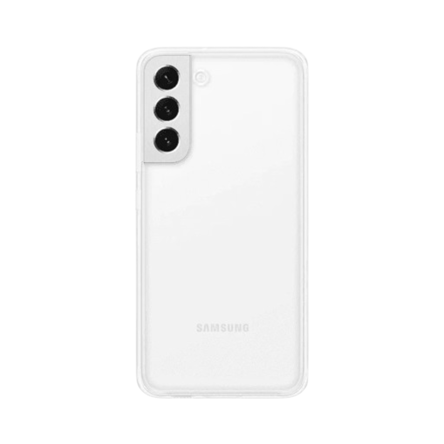 OBtech clear minimalist frame cover case for Samsung Galaxy S22+ showing the back view and camera cutout