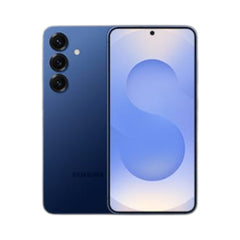 OBtech Samsung Galaxy S25 smartphone in blue with a triple camera system and a vibrant 6.2-inch AMOLED display.