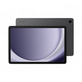 OBtech Samsung Galaxy Tab A9+ 5G tablet showing front screen and rear camera in a slim dark grey metal design