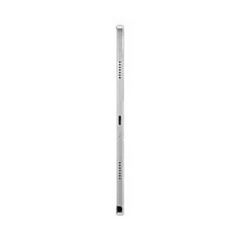 Side profile of the slim metal Samsung Galaxy Tab A9+ 5G tablet available at OBtech, showing speaker and port details.