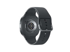 OBtech Samsung Galaxy Watch8 44mm smartwatch showing the back sensor array and grey silicone strap