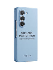 OBtech light blue matte protective case for Samsung Galaxy Z Fold 5 with a smooth skin-feel finish.
