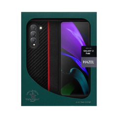 OBtech Santa Barbara POLO & RACQUET Club Samsung Galaxy Z Fold 6 cover in black with carbon fiber texture and red line