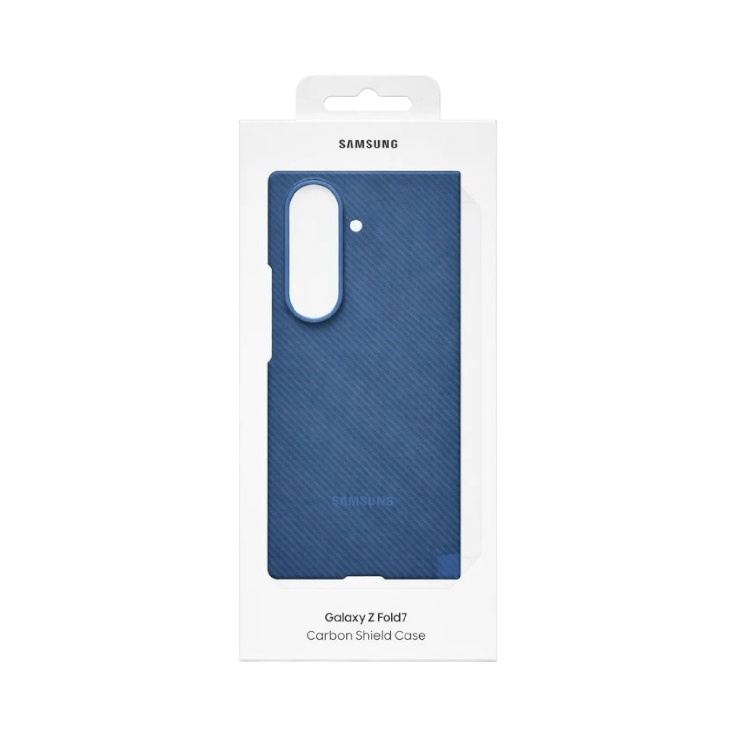 OBtech official Samsung Galaxy Z Fold 7 5G carbon shield cover in blue with a textured finish in retail packaging