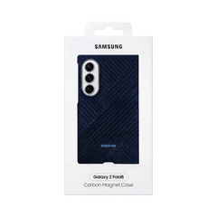 OBtech dark blue carbon-textured magnetic protective case for Samsung Galaxy Z Fold 8 in retail packaging