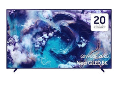 OBtech Samsung 75-inch Neo QLED 8K Smart TV with ultra-slim bezel and vibrant abstract screen display