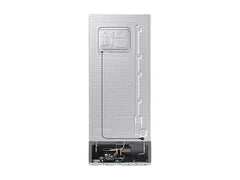 Rear view of the OBtech Samsung 391L refrigerator showing the metal back panel, compressor, and power cord.