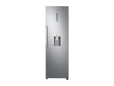 OBtech Samsung 375L single-door refrigerator in stainless steel with a built-in non-plumbed water dispenser.