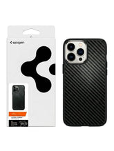 OBtech Spigen Mag Armor iPhone case with carbon fiber texture and magnetic ring in original retail packaging