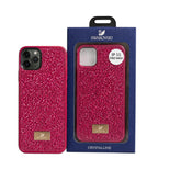 OBtech Swarovski Crystalline iPhone 11 Pro Max case in vibrant pink with a shimmering crystal-encrusted finish.