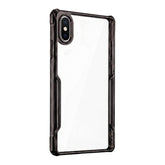 OBtech transparent smartphone case with a sleek black shock-absorbing border and clear back panel.